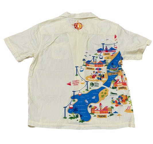 Disney Caribbean Beach Resort Woven Button Shirt-Mickey Minnie Skyliner