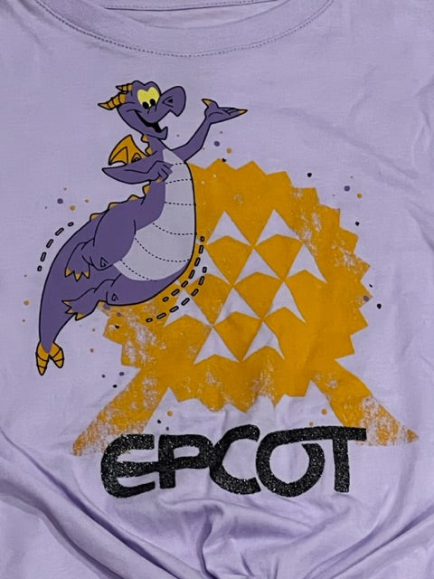 Disney Epcot Figment Spaceship Earth Ladies Knotted Shirt