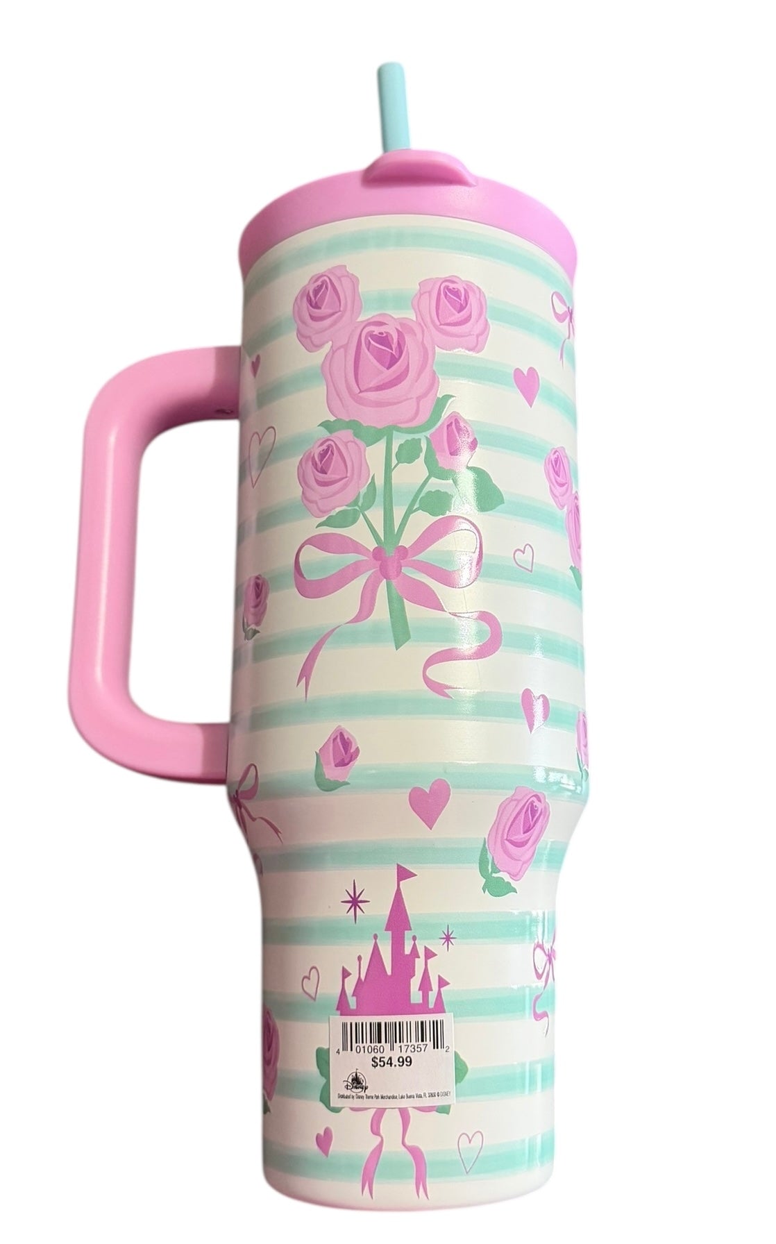 Disney Parks Castle, Ribbon Bow, Rose Stainless Tumbler 40oz Hot/Cold