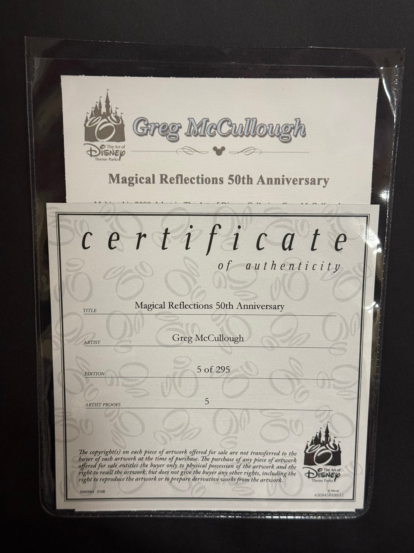 Disney “Magical Reflection 50th” Framed by Greg McCullough 5/295 LE