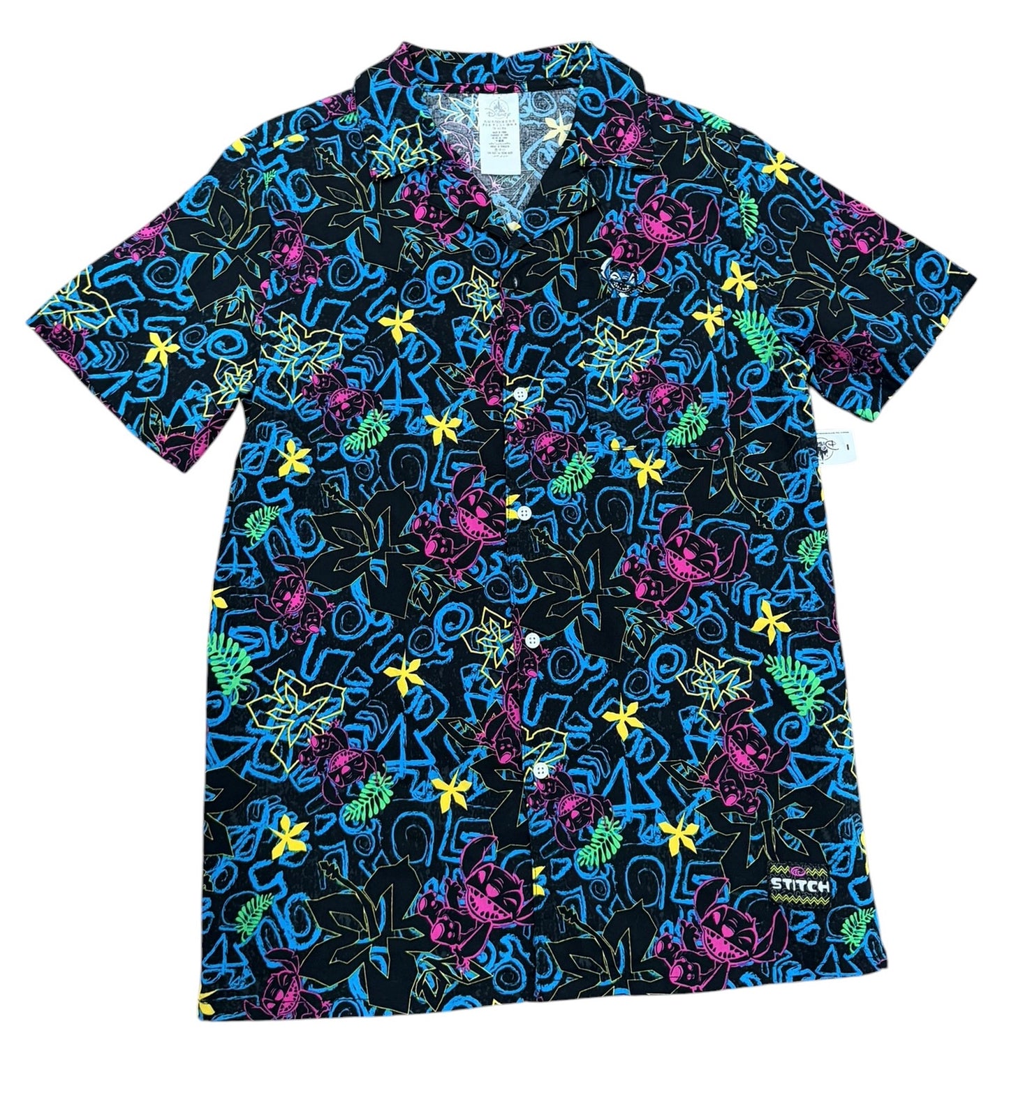 Disney Stitch Tropical Button Shirt XS