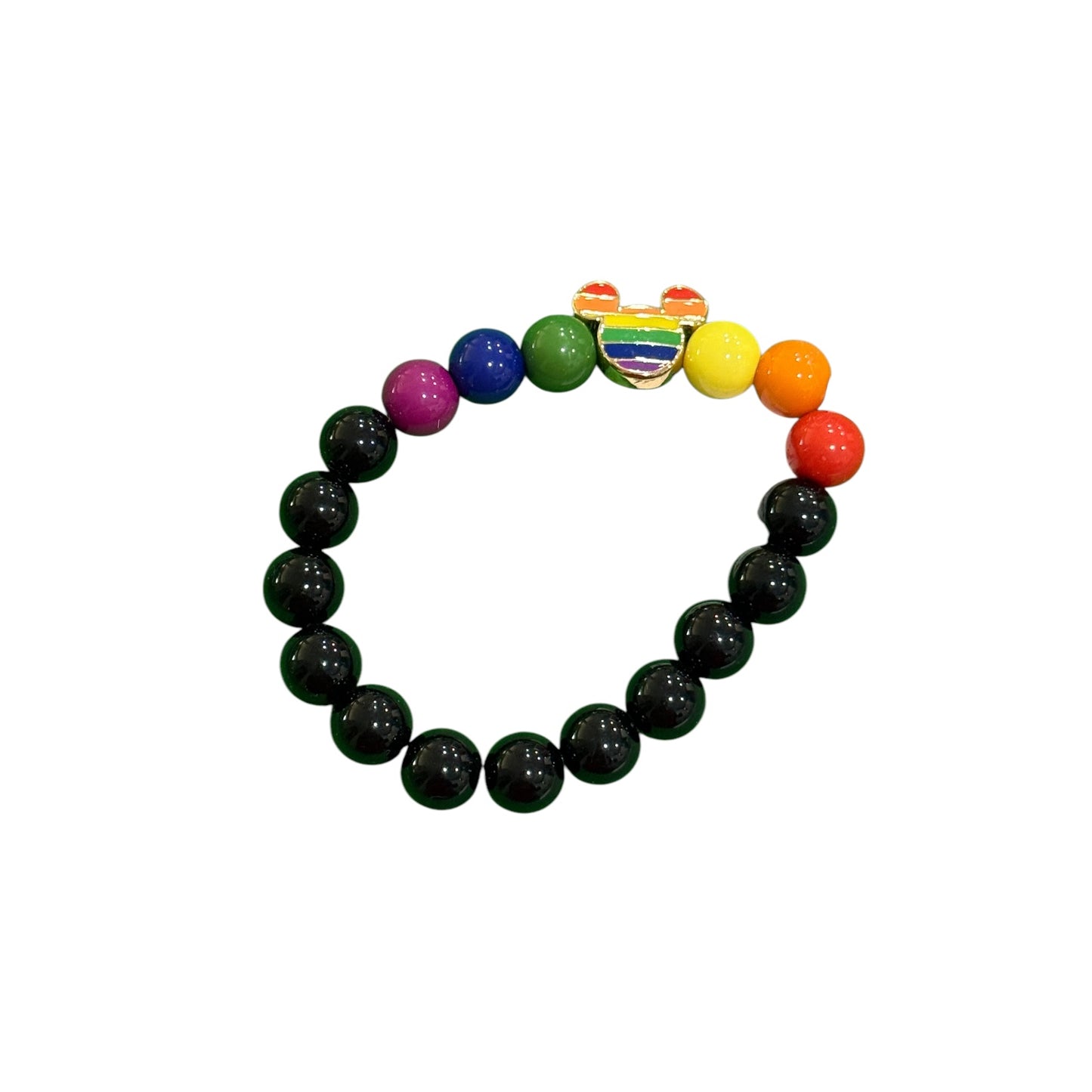 Disney Pride Rainbow Mickey Bead Stretchy Bracelet