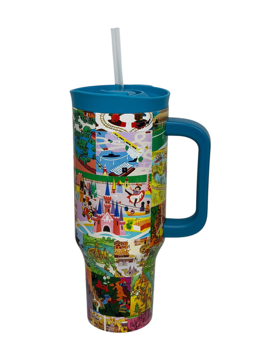 Disney Park Maps Brouchure Icons Stainless Tumbler 40oz