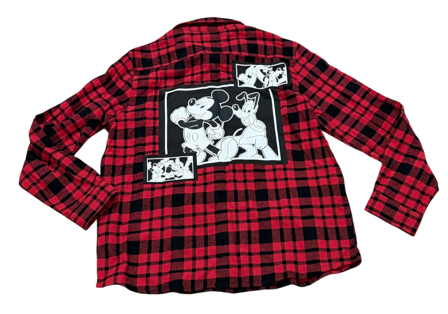 Disney Parks Mickey & Friends Flannel Button Shirt-Red
