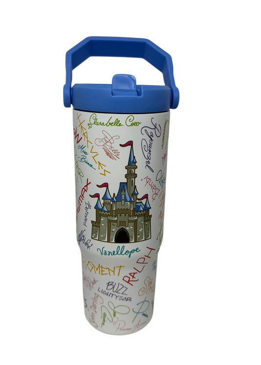 Walt Disney World Castle Autographs Signature Tumbler Stainless Water Bottle 30oz