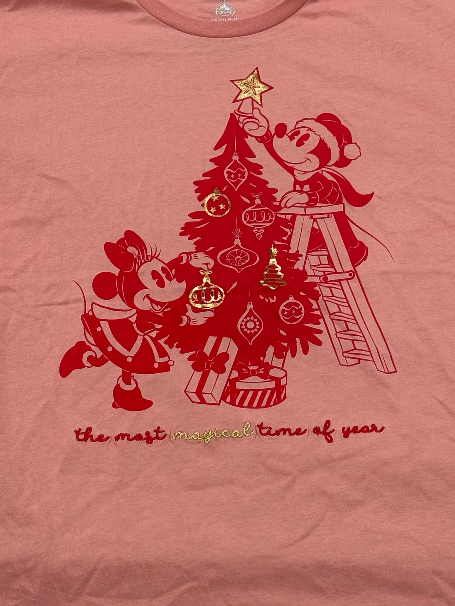 Walt Disney World Mickey & Minnie Christmas Tree Shirt-Pink