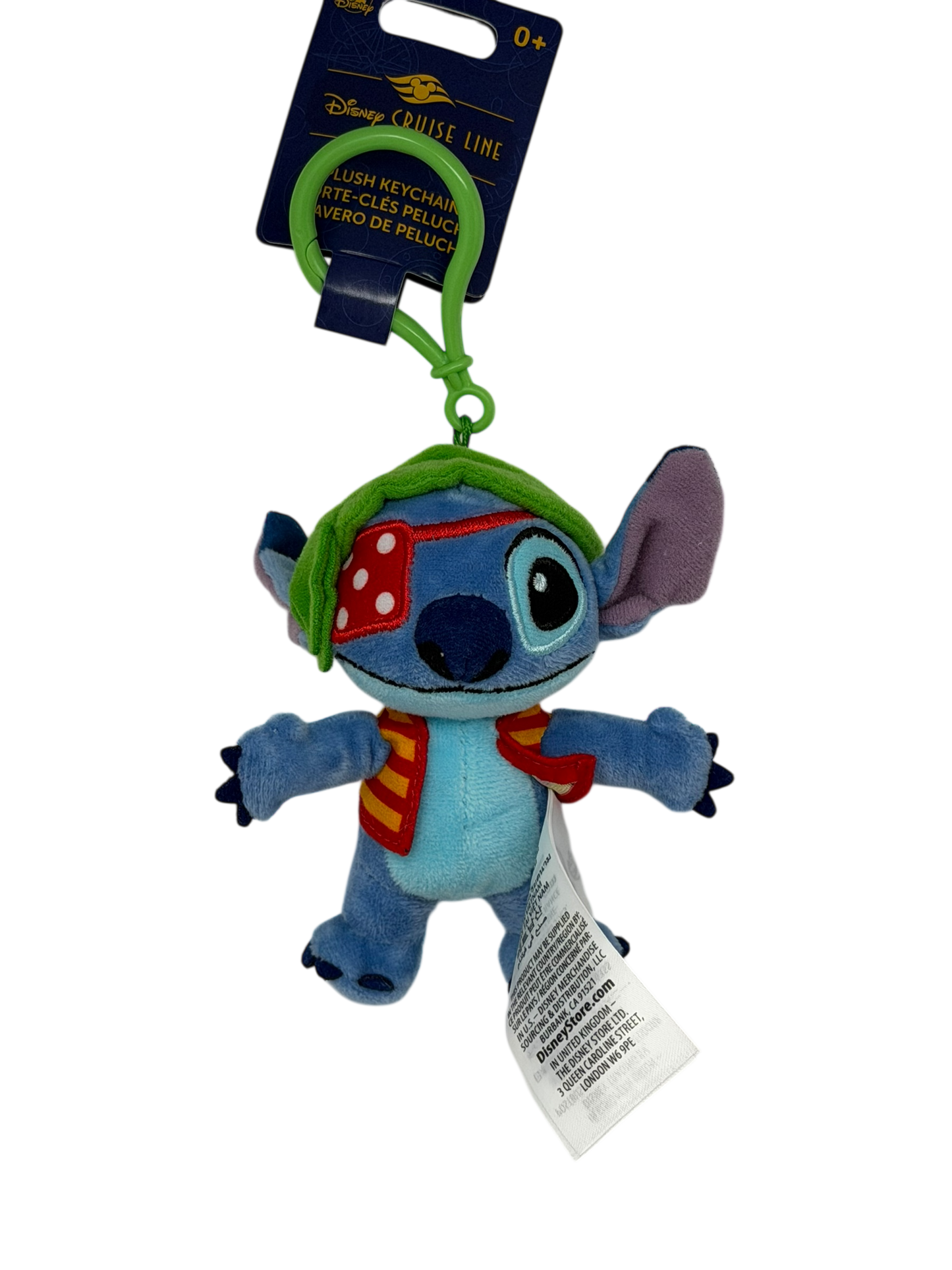 Disney Cruise Line Keychain Bag Clip Plush Pirate Stitch