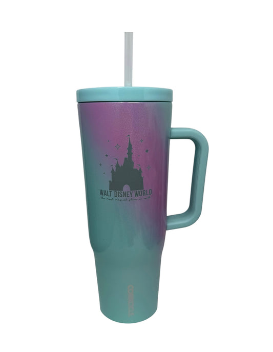 Walt Disney World Castle Corkcicle Tumbler with Straw 40oz-Retired Blue Handle