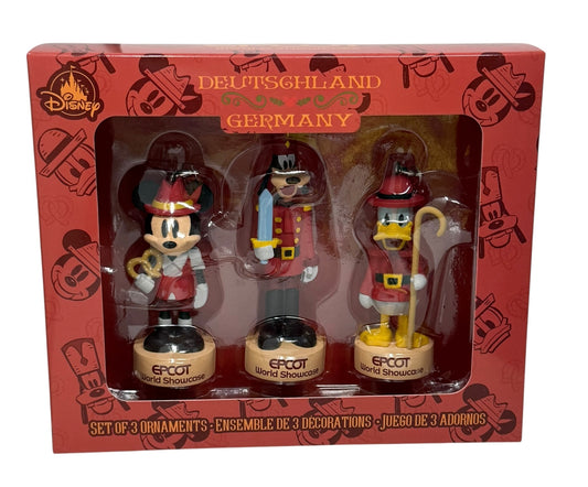 Walt Disney World Epcot Germany Nutcracker Ornament Set-Mickey, Goofy, Donald