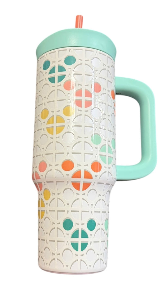 Disney Parks Mickey Geometric Stainless Tumbler 30oz Hot/Cold Mint Aqua Green