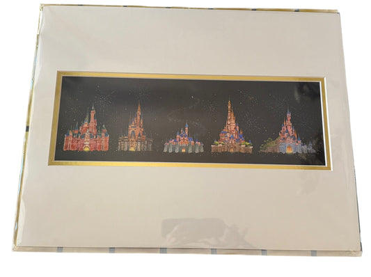 Disney Park Castles Matted Print by Josey Tsao
