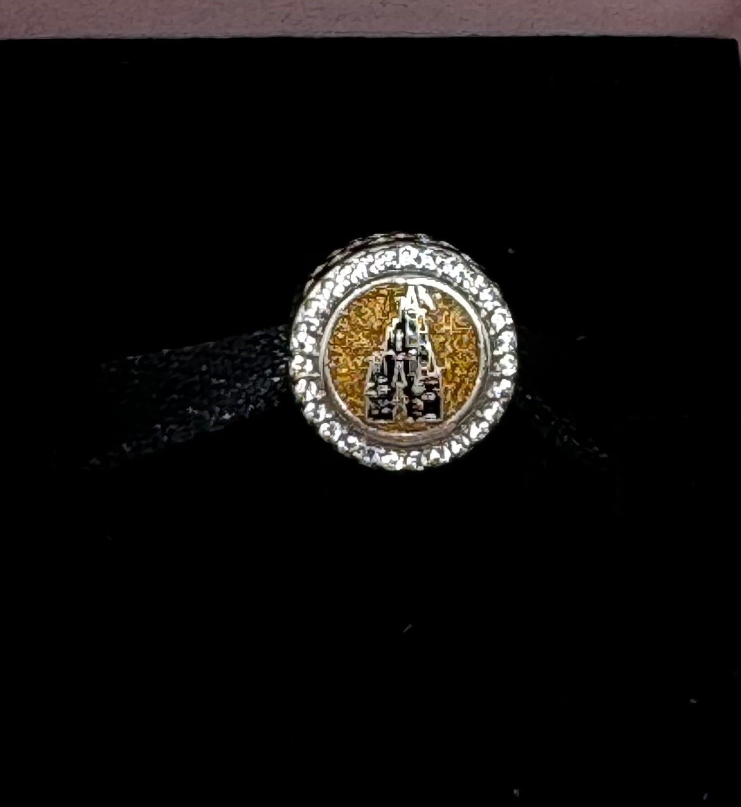 Walt Disney World Black Gold Castle Pandora Bead Charm-Retired