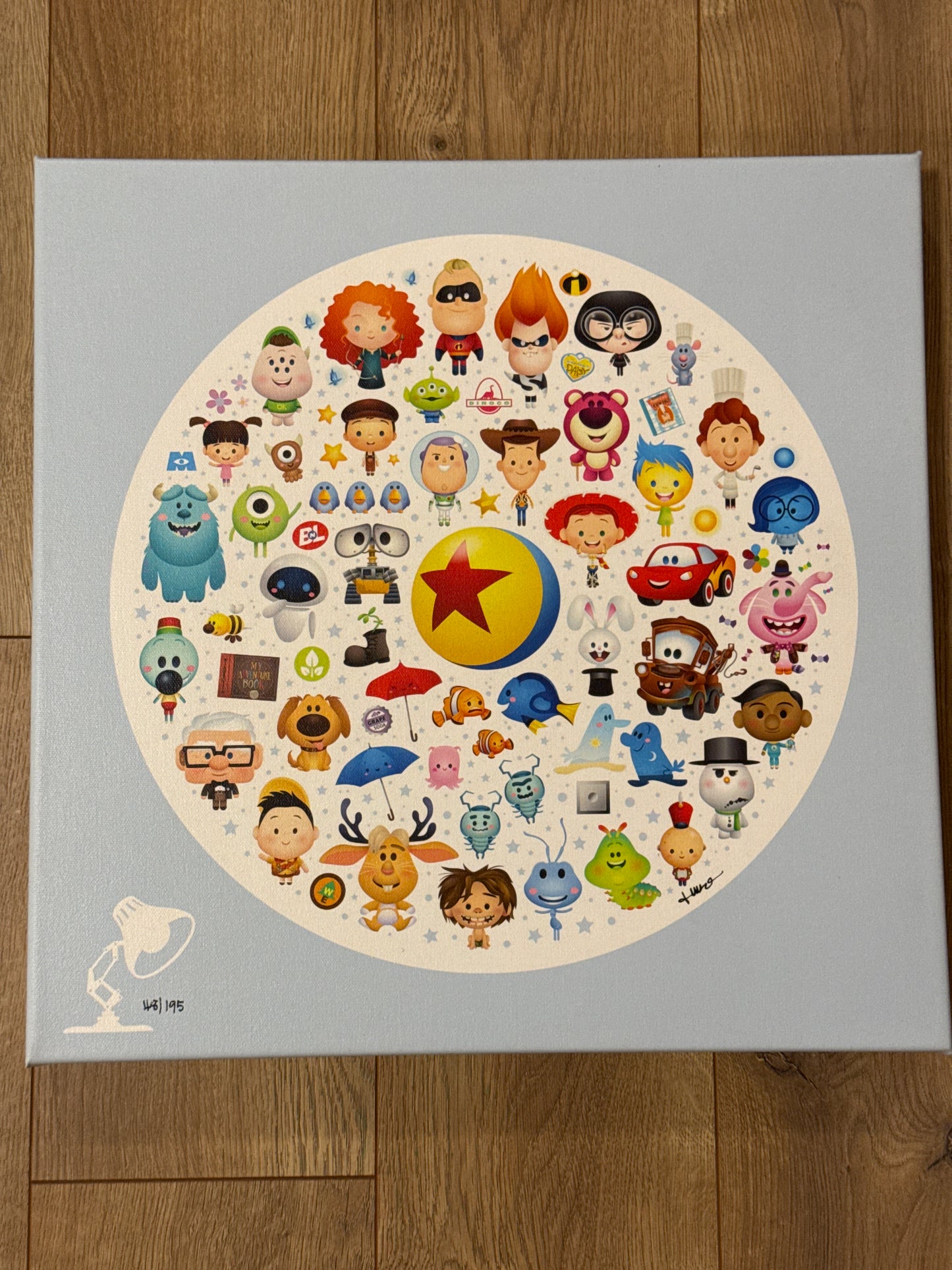 Disney “World of Pixar” Wrapped Canvas by Jerrod Maruyama 16” square
