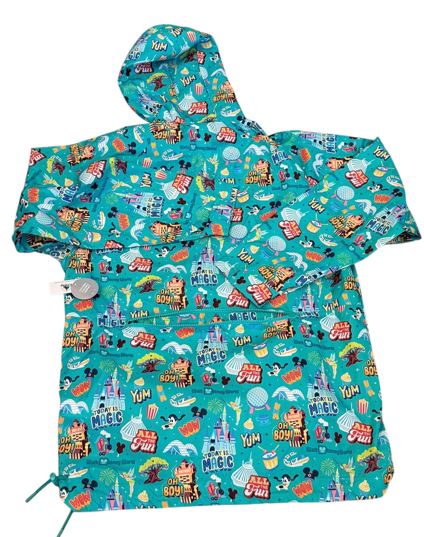 Walt Disney World 4 Parks Icons Packable Rain Jacket Coat Play in Park Medium