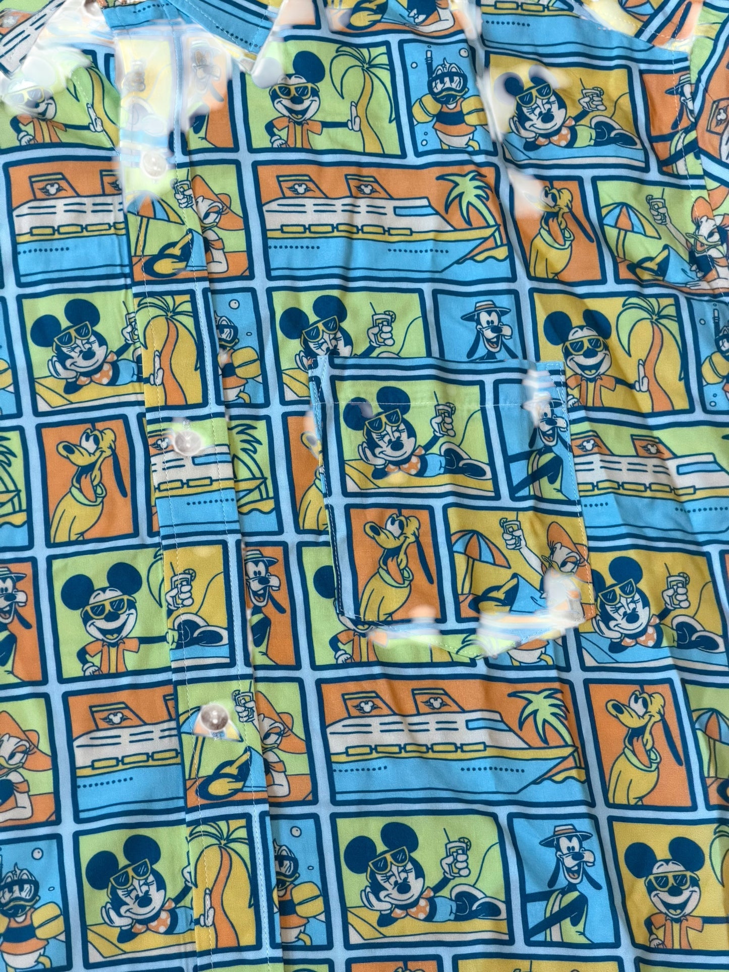 Disney Cruise Line DCL Button Shirt Castaway Club Hawaiian Mickey & friends
