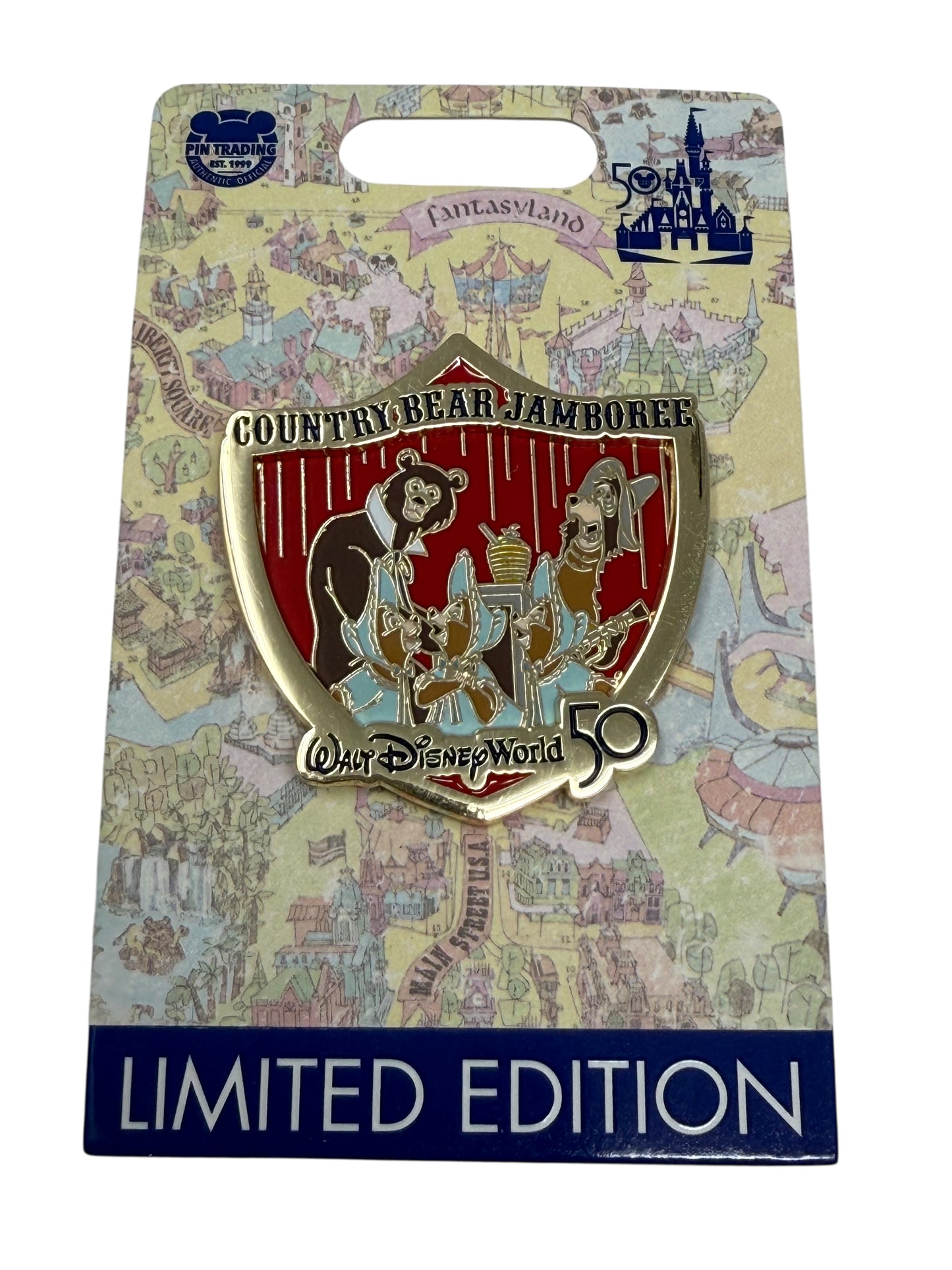 Disney World 50th Anniversary Attraction Crest Pin -Country Bears LE