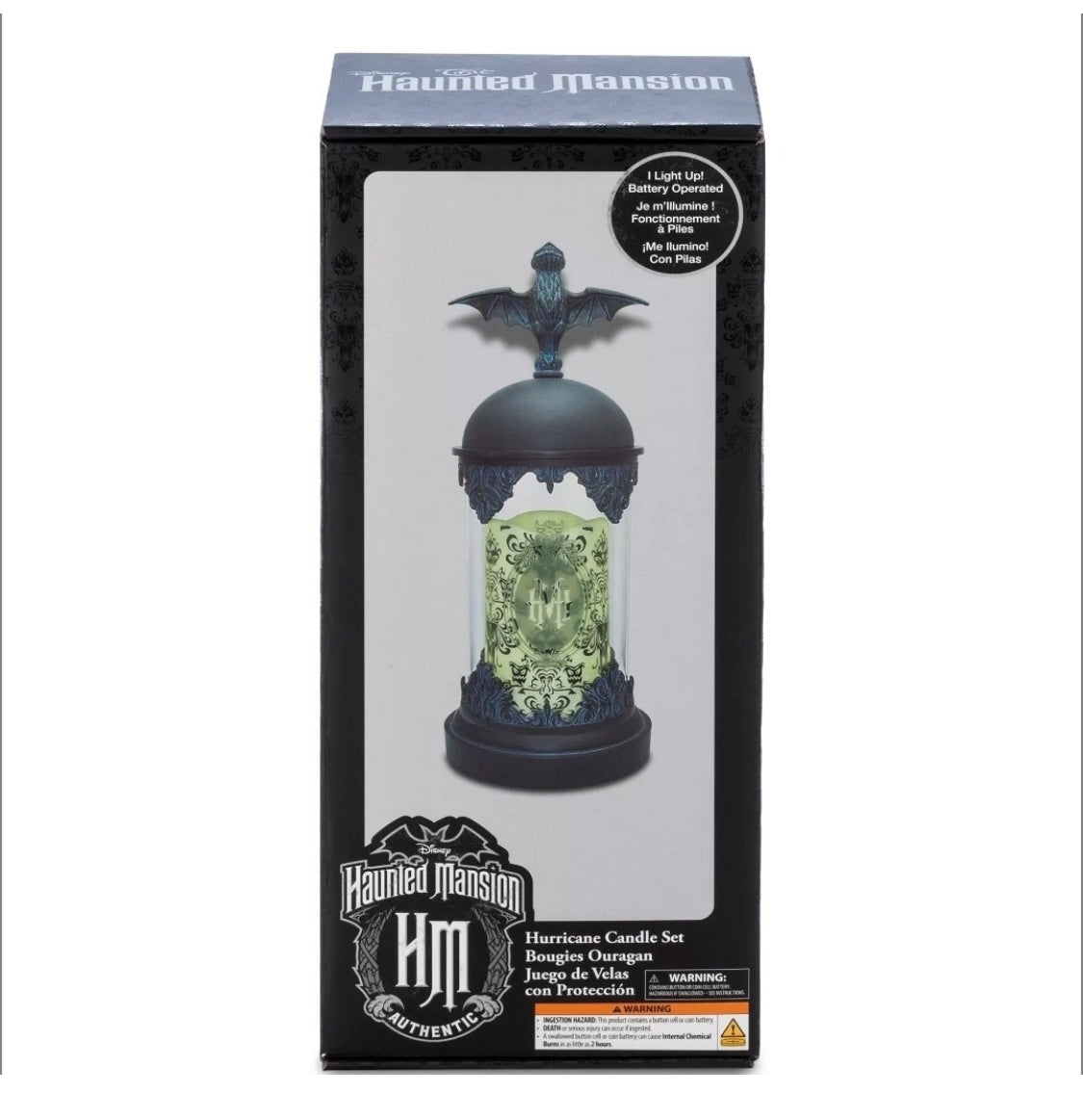 Disney Haunted Mansion Light-Up Hurricane Candle Set Color Changing