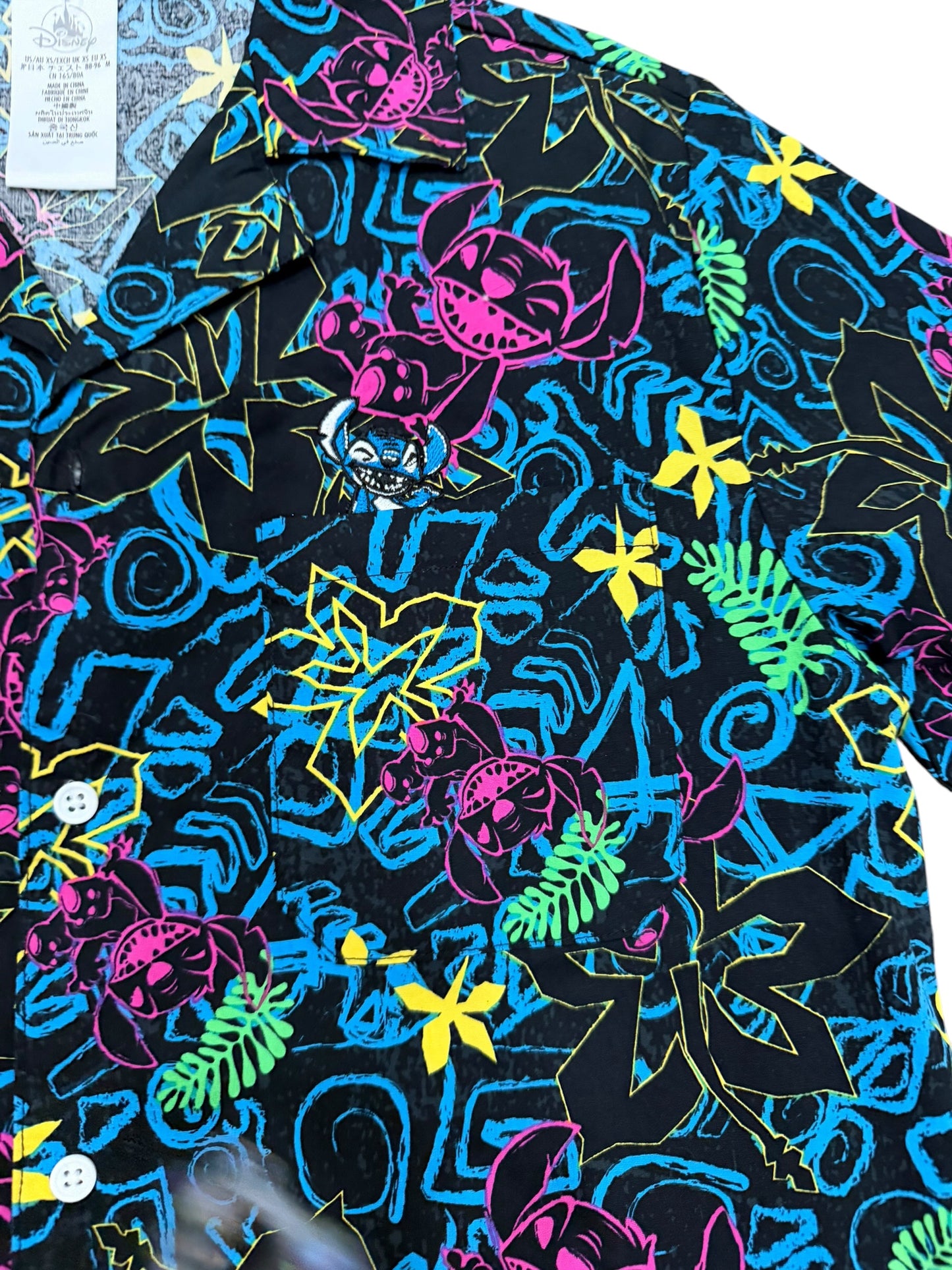 Disney Stitch Tropical Button Shirt XS