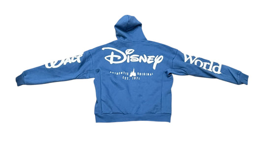 Walt Disney World Script Castle Zip Hoodie-Light Blue