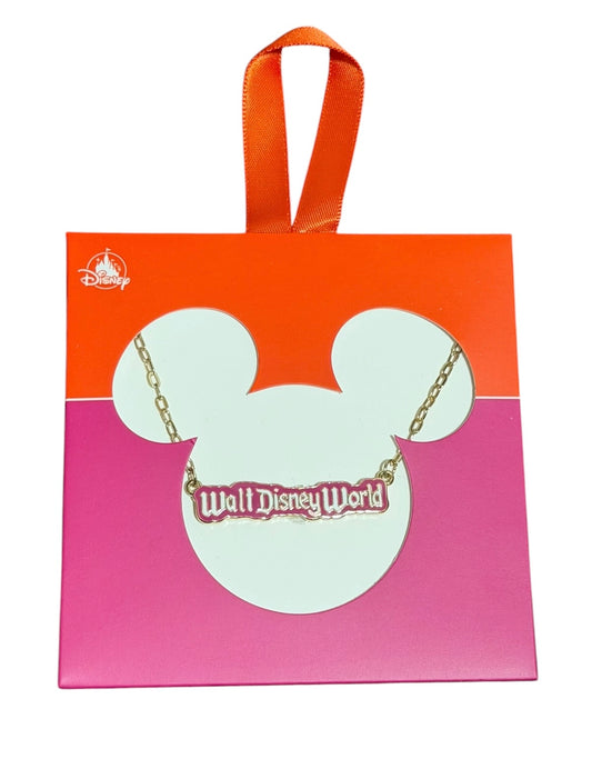 Walt Disney World Color Block Necklace-Pink Orange