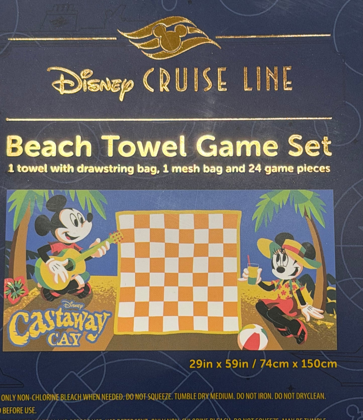 Disney Cruise Line  Towel Game Set Bag-DCL Castaway Cay Mickey Minnie Checkers