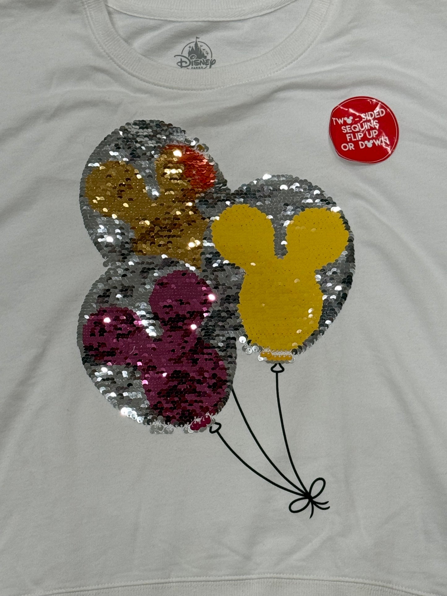 Disney Flip Sequin Mickey Balloons Girls Pullover Sweatshirt XL