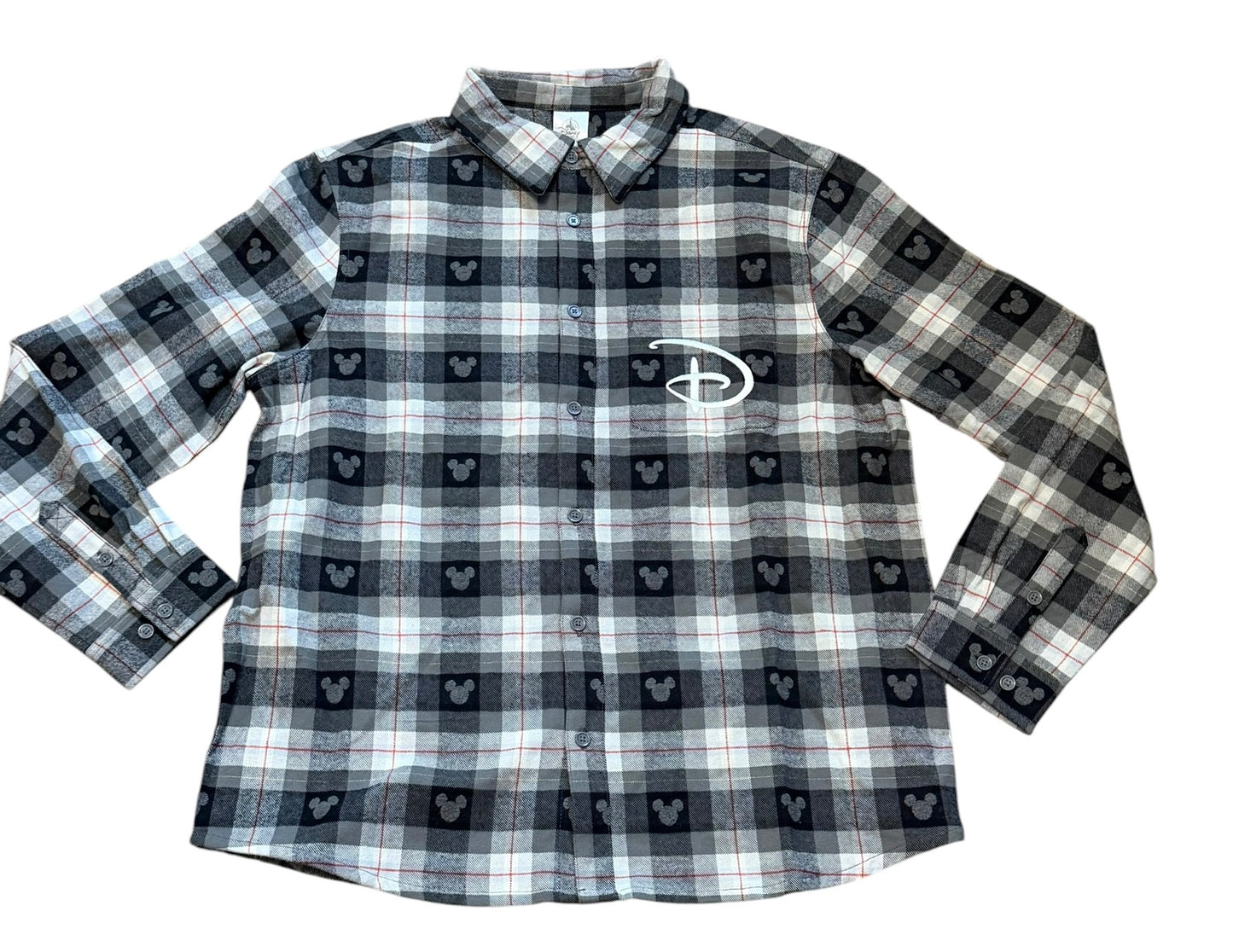 Walt Disney World Mickey Plaid Flannel Shirt Black/White