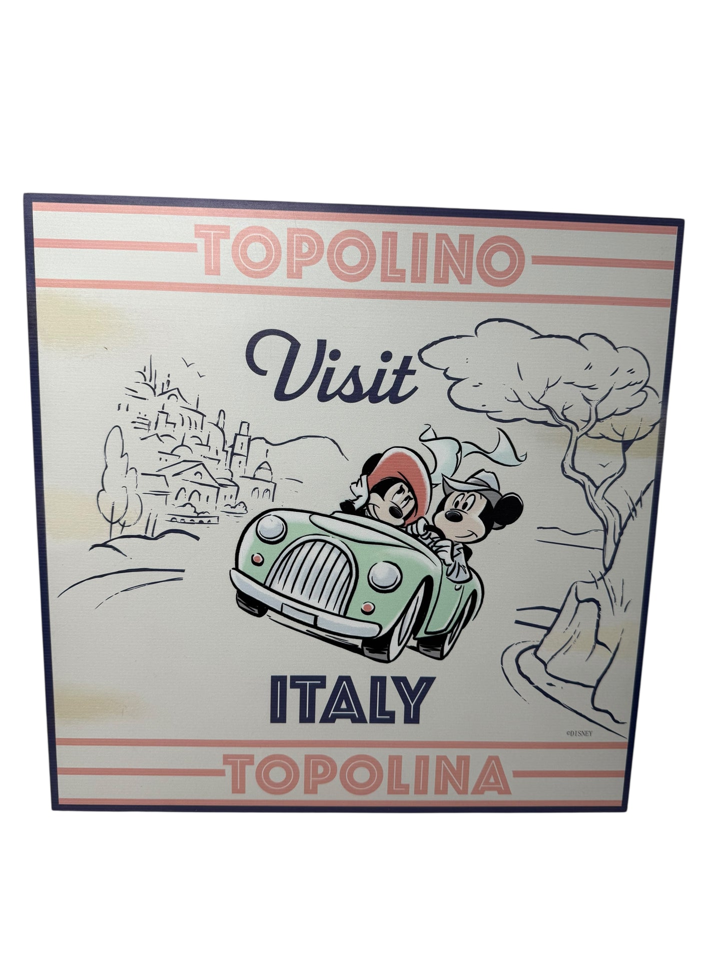 Disney Epcot Italy Mickey & Minnie Wood Sign-Visit Italy Topolino