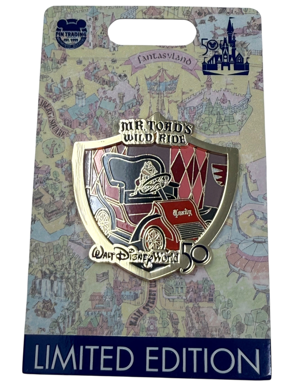 Disney World 50th Anniversary Attraction Crest Pin -Mr Toad’s Wild Ride LE