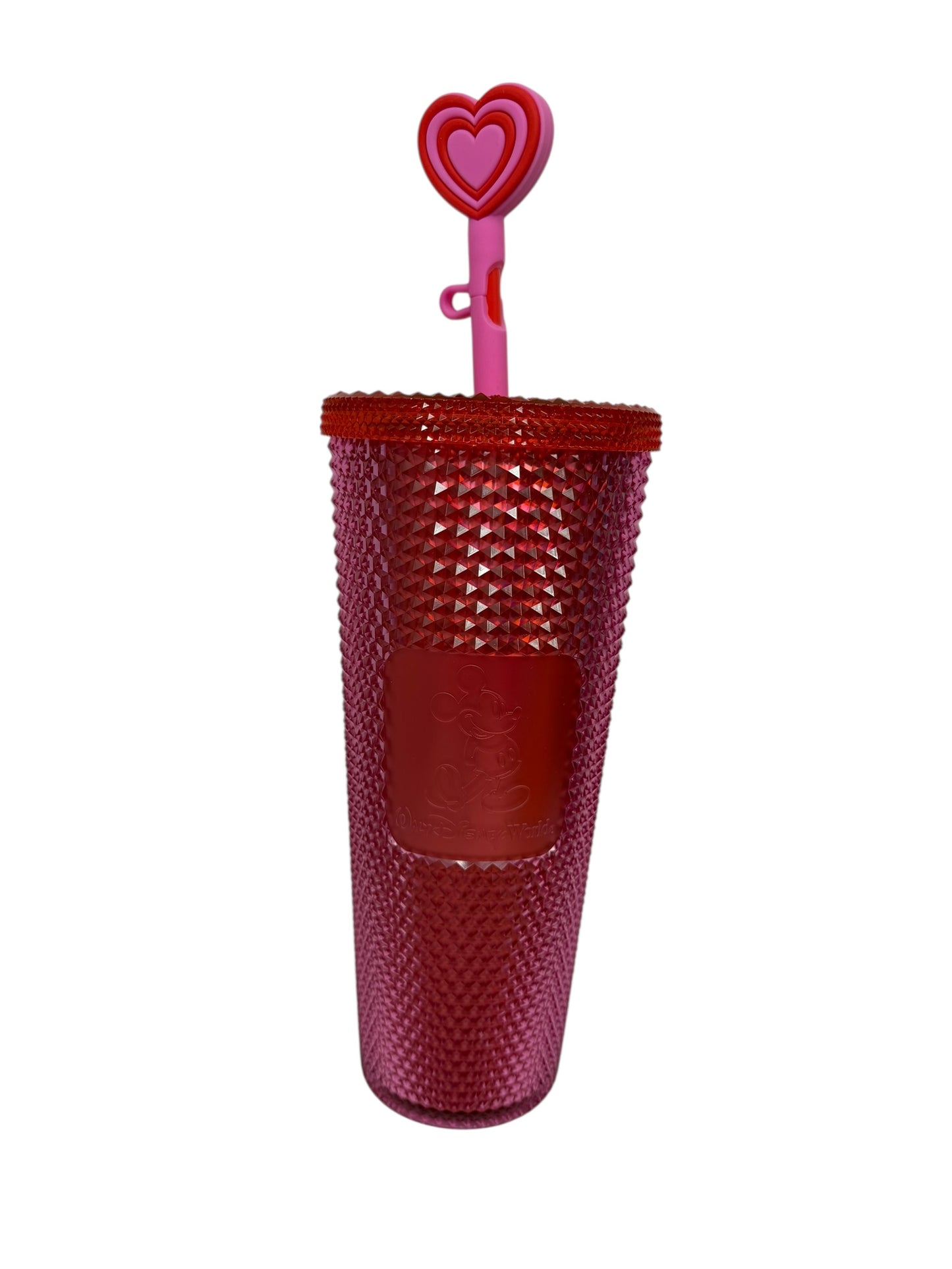 Walt Disney World Pink Studded Mickey Starbucks Tumbler with Heart Topper 2024