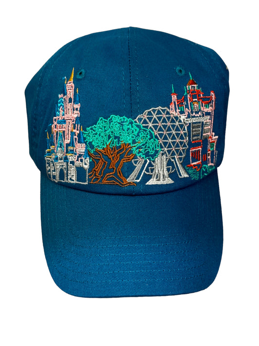 Walt Disney World 4 Parks Embroidered Castle Baseball Hat Cap