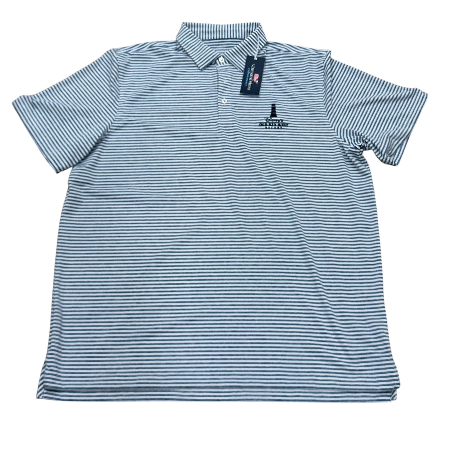 Disney Old Key West Vineyard Vines Polo-Lighthouse Blue Stripe XXL