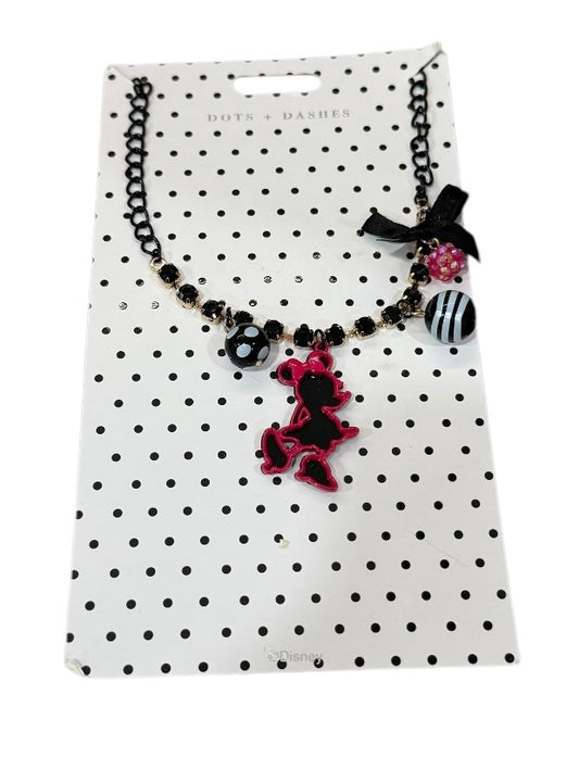 Disney Dots + Dashes Hot Pink Black Minnie Necklace