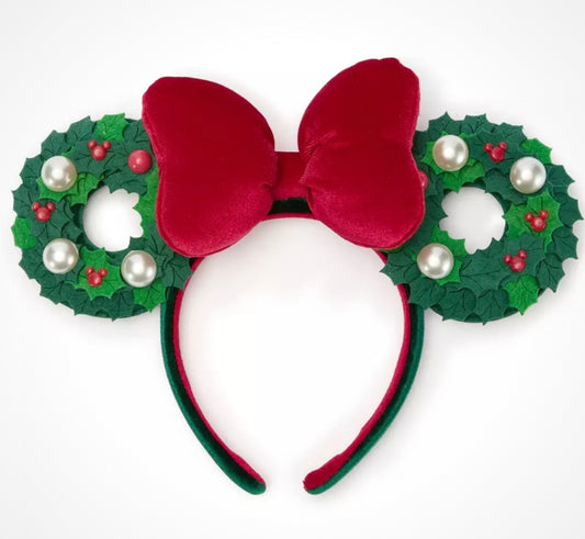 Disney Minnie Holiday Wreath Ears Headband