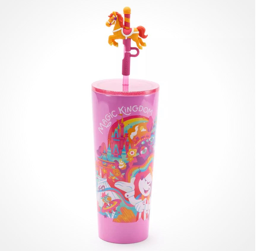 Disney World Starbucks Stainless Tumbler-Magic Kingdom Pink