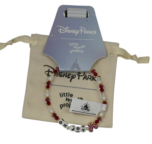 Disney Parks Mickey Peppermint Oh Joy Little Words Project Bracelet Bangle-Holiday Christmas