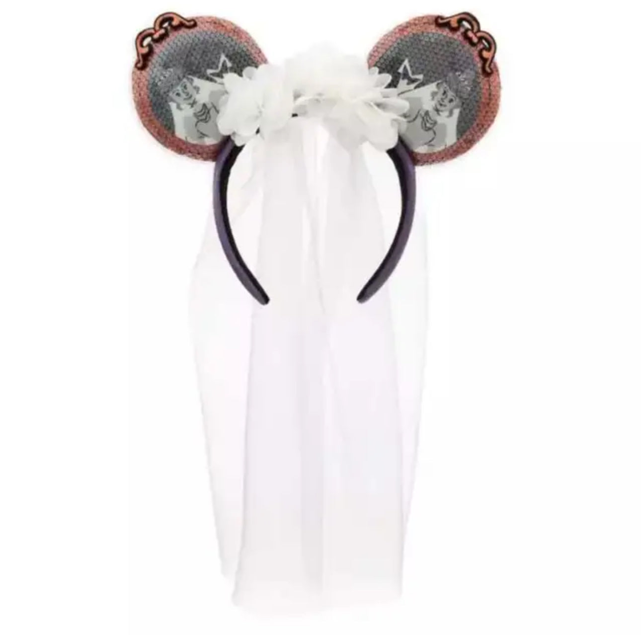 Disney Haunted Mansion Bride Veil Sequin Ears Headband