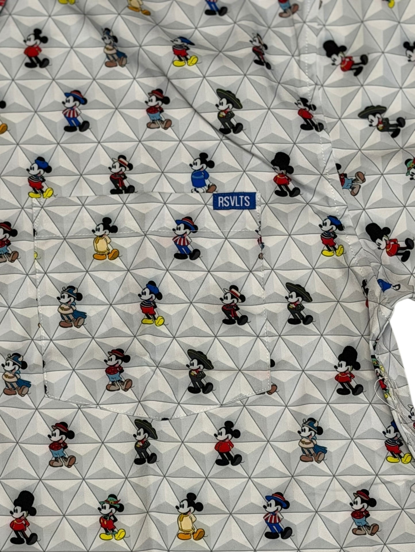Disney Epcot World Showcase Mickey RSVLTS Button Shirt