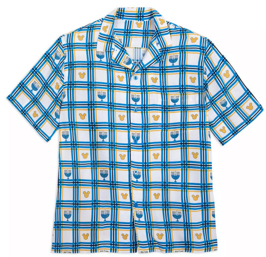 Disney Mickey Icon Hanukkah Woven Button Camp Shirt