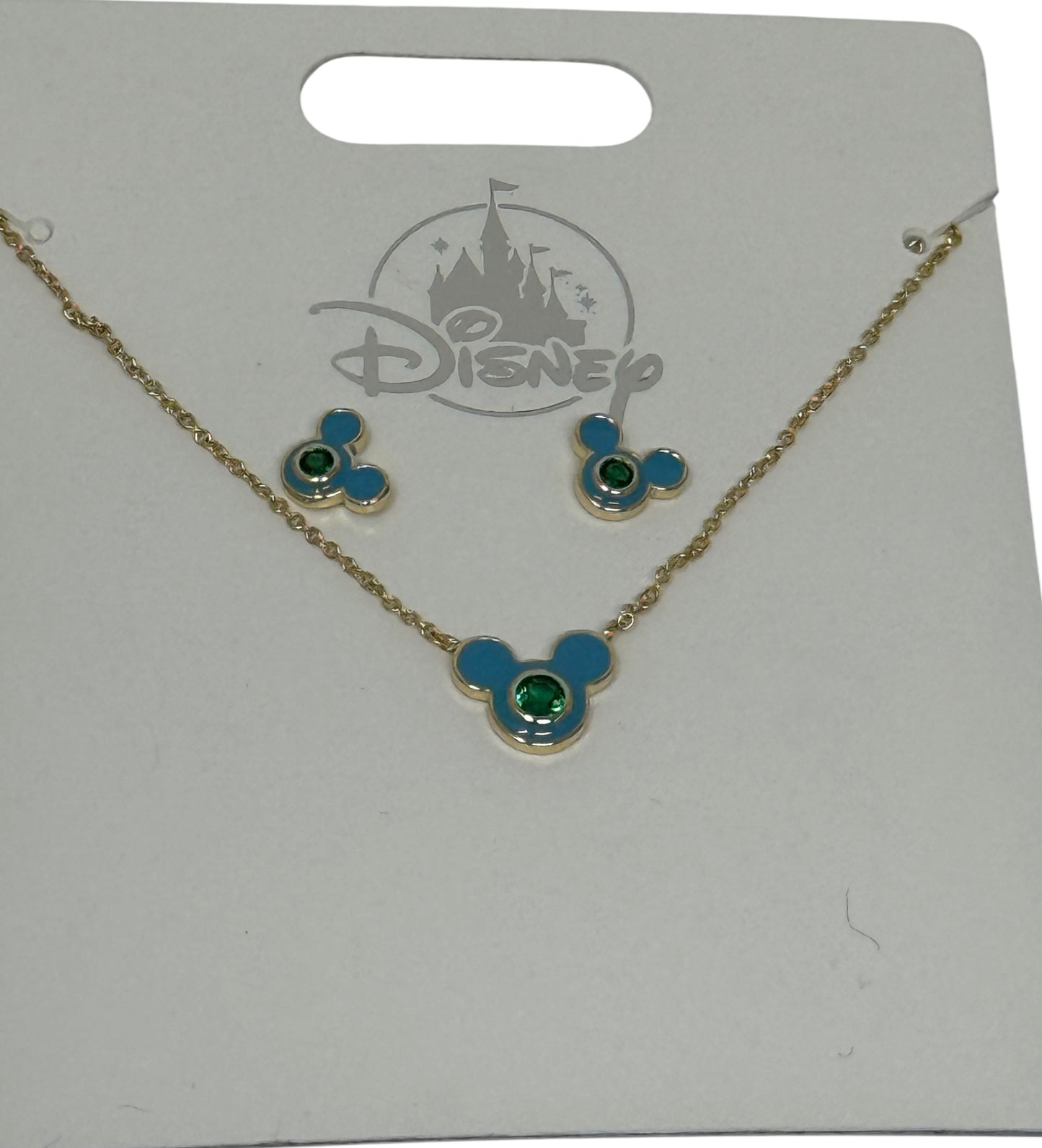 Disney Mickey Crislu Necklace and Earring Set Blue/Green