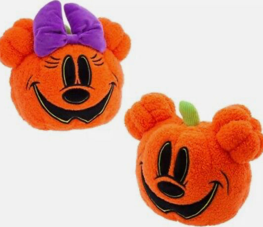 Disney Parks Halloween Mickey & Minnie Pumpkin Pillow Set