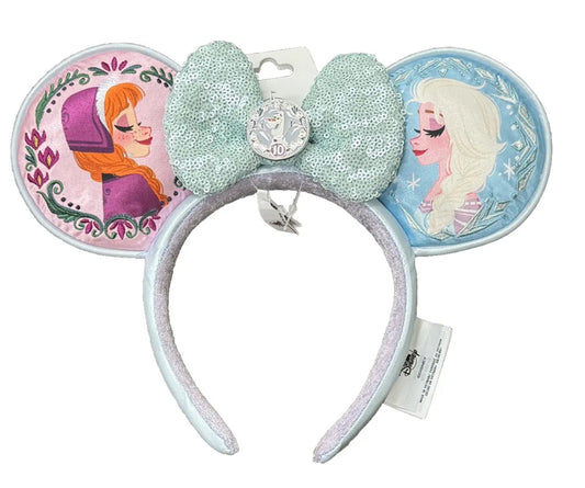 Disney Frozen 10th Anniversary Anna Elsa Minnie Sequin Bow Ears Headband