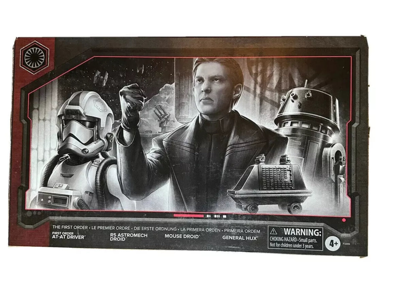 Disney Star Wars Black Series Galaxy Edge First Order Set Hux, R5, AT-AT Driver 4 pk