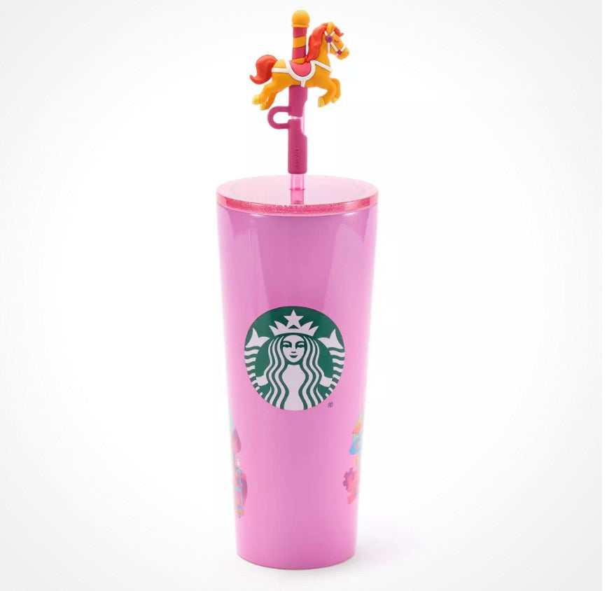 Disney World Starbucks Stainless Tumbler-Magic Kingdom Pink