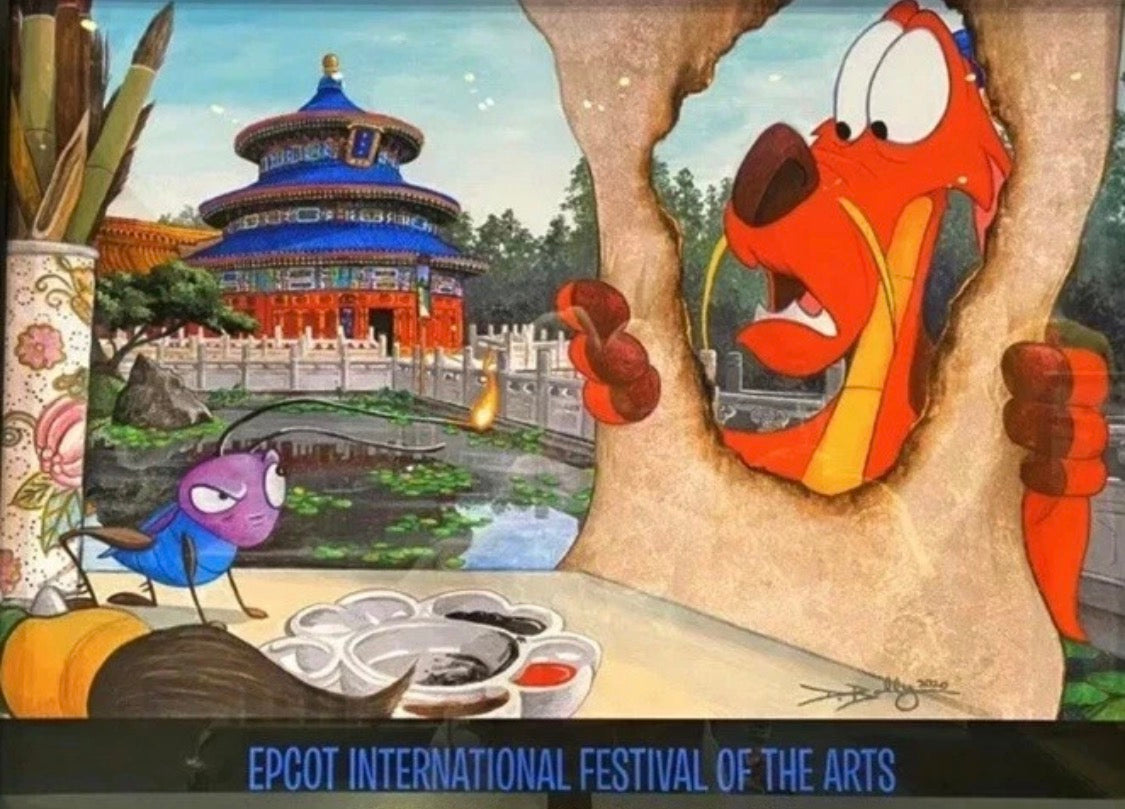 2021 Disney Parks Epcot Festival Of The Arts Poster Doug Bolly Mushu Mulan
