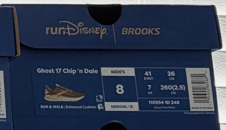 2026 RunDisney WDW Marathon Brooks Ghost 17 Chip n’ Dale Men’s Size 8