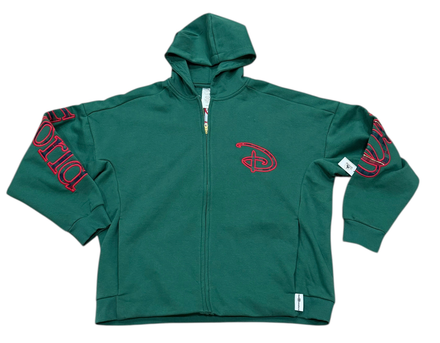 Walt Disney World Plaid Tartan Castle Zip Hoodie-Green Holiday