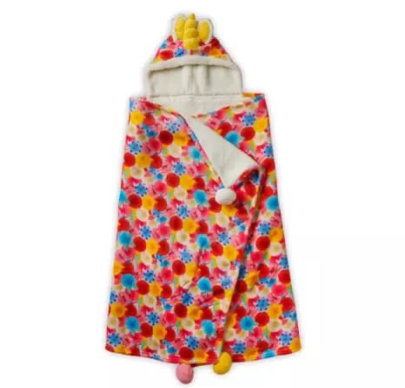 Disney Fuzzy Hooded Pom Blanket - Pixar Buttercup Unicorn