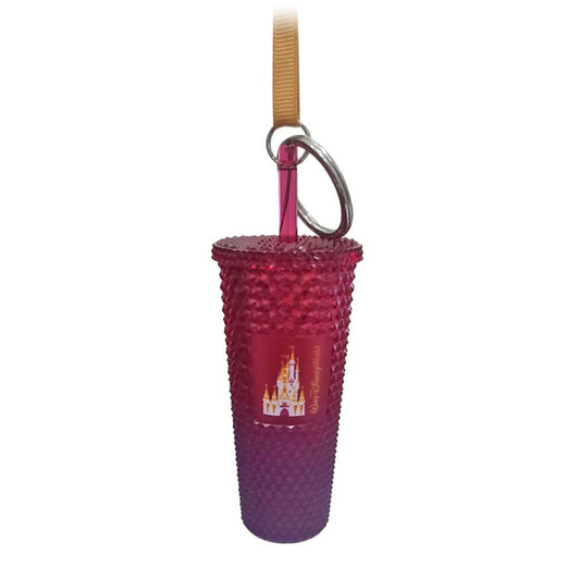 Walt Disney World Starbucks Keychain/Ornament-Studded Tumbler Red/Purple/Pink Ombre