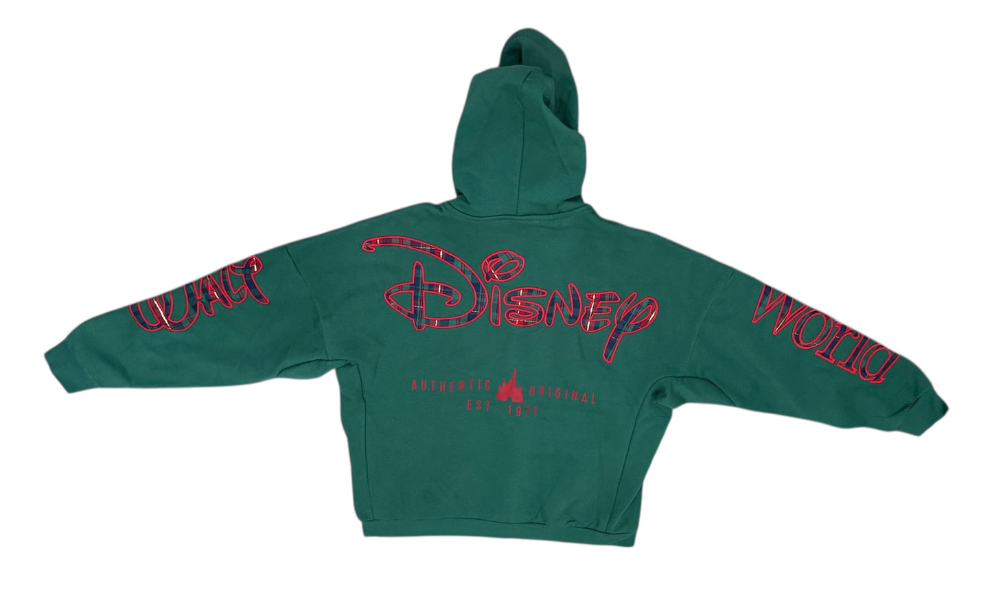 Walt Disney World Plaid Tartan Castle Zip Hoodie-Green Holiday